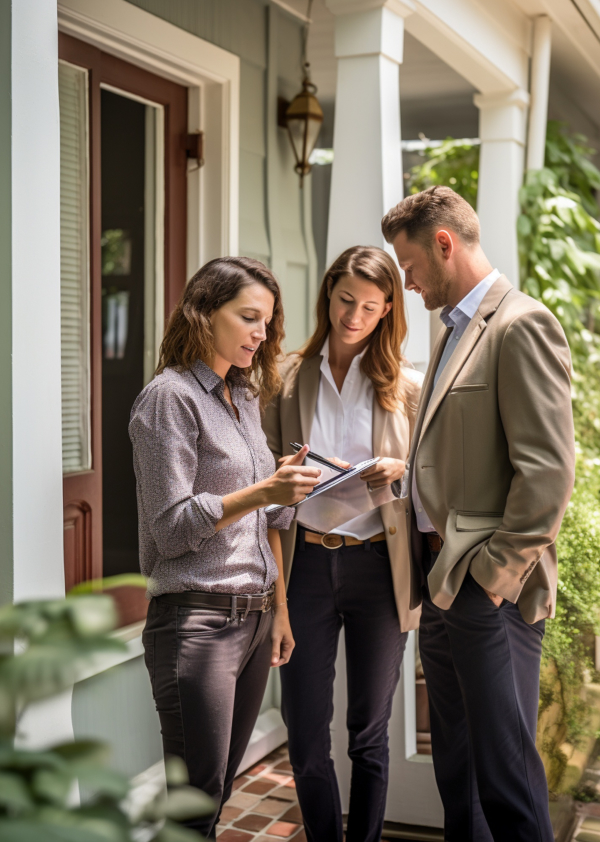 Family looking at new home